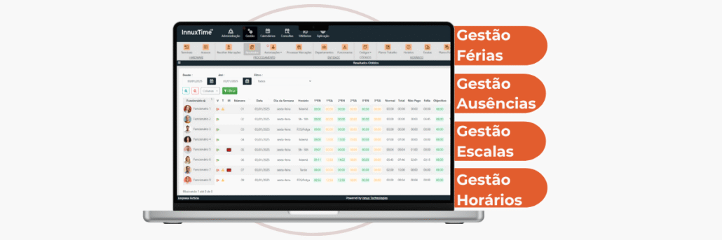 Software de gestão de assiduidade, ausências, escalas e horários